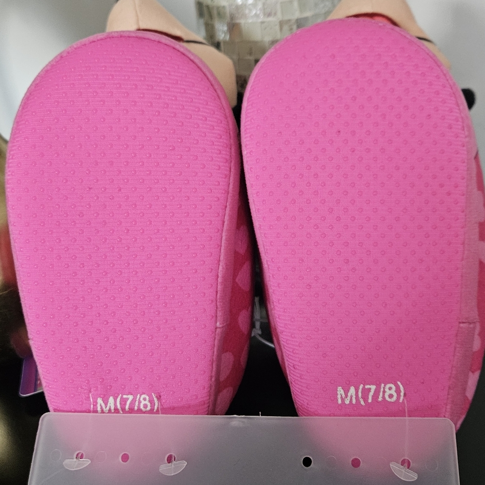 Disney Minnie Mouse Polka Dot Pink Slippers, NWT - Kids 7/8, Girls - Picture 5 of 5